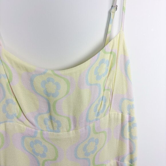 Aritzia Sunday Best Sundeh Yellow Retro Print Mini Dress XS - Picture 2 of 5